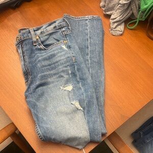 Ramy Brook Light Wash Distressed Straight-Leg Jeans